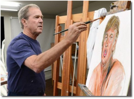 George W Bush painting Donald Trump