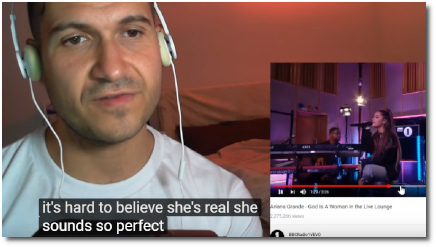 Singing coach Rached Hayek says that it is hard to believe that Ariana is real because her acoustic singing of God is a Woman in the Live Lounge is so perfect (23 Sept 2018).