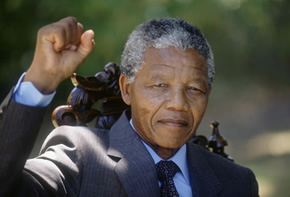 Mandela (1918-2013) with raised fist